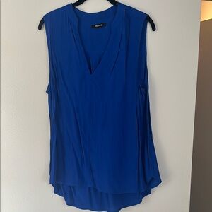 Madewell Asymmetrical Sleeveless Blue Blouse